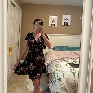 H&M black and floral dress